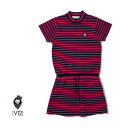 V12 ヴィトゥエルブ CRAZY BORDER ONE-PIECE レディース ニット ワンピース モックネック 半袖 膝上丈 ミニ丈 ストレッチ ネオンカラ...