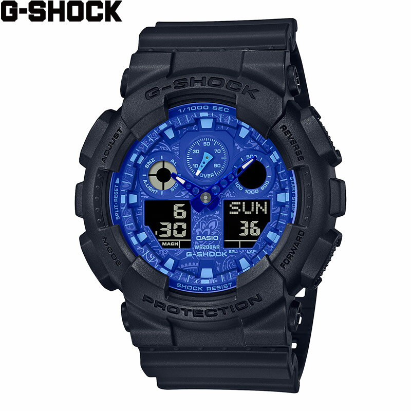 【1,000円クーポン/4日20時〜】カシオ CASIO ジーショック G-SHOCK BLUE PAISLEY メンズ 腕時計 時計 クォーツ アナデジ ストリート ファッション おしゃれ ブルー ペイズリー柄 黒色 GA-100BP-1AJF [ラッピング無料 内祝い ギフト]