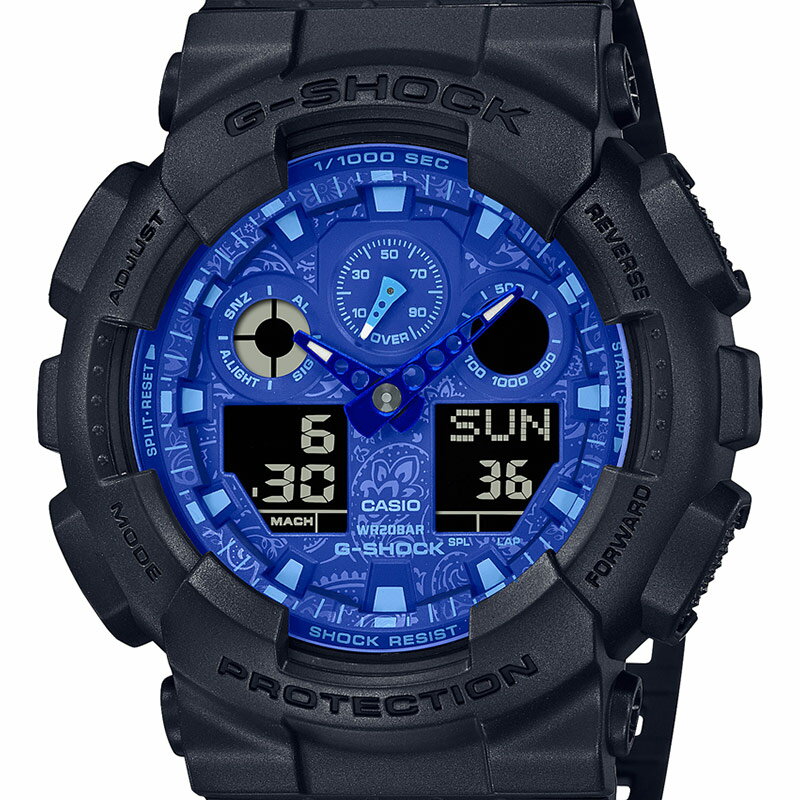 【1,000円クーポン/4日20時〜】カシオ CASIO ジーショック G-SHOCK BLUE PAISLEY メンズ 腕時計 時計 クォーツ アナデジ ストリート ファッション おしゃれ ブルー ペイズリー柄 黒色 GA-100BP-1AJF [ラッピング無料 内祝い ギフト]