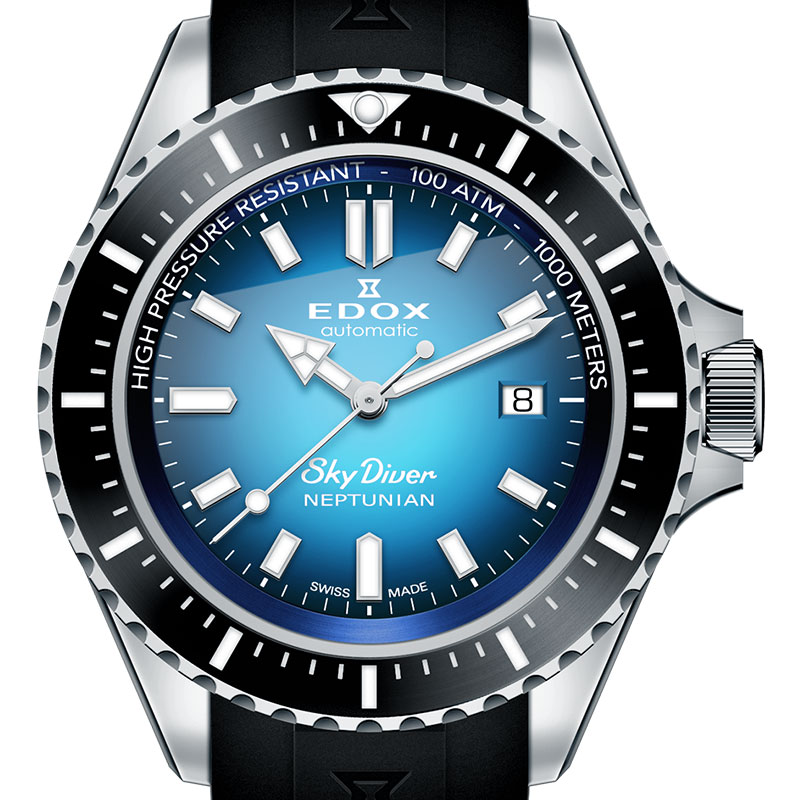ISHIDA ONLINEの【無金利ローン可】【3年間無料点検付】 エドックス EDOX スカイダイバー ネプチュニアン オートマティック [SKYDIVER NEPTUNIAN AUTOMATIC] メンズ 腕時計 時計 機械式 ミリタリー 80120-3NCA-BUIDN[ラッピング無料 内祝い ギフト]｜アングル3