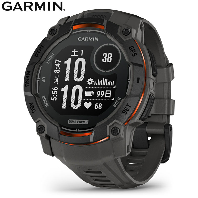 【無金利ローン可】 ガーミン GARMIN インスティンクト3 デュアルパワー 50mm ブラック チャコール Instinct 3 Dual Power 50mm Black Charcoal 010-02935-30 メンズ スマートウォッチ Suica ソーラー ランニング ウォッチ GPS 登山 筋トレ アウトドア - Image 2