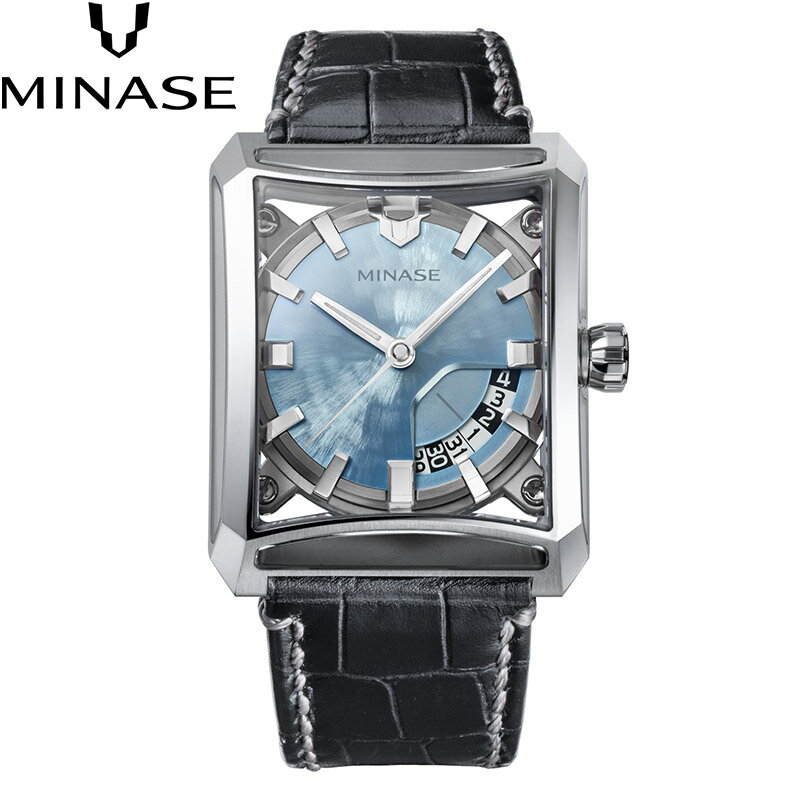 【無金利ローン可】【3年間無料点検付】 ミナセ MINASE セブン ウィンドウズ 雪平ダイアル アイスブルー レザー SEVEN WINDOWS VM15-LBKYIB-SSD メンズ 高級 腕時計 時計 自動巻き 日本製 ブランド 【発売日は納期目安となります】 [ラッピング無料 内祝い ギフト]