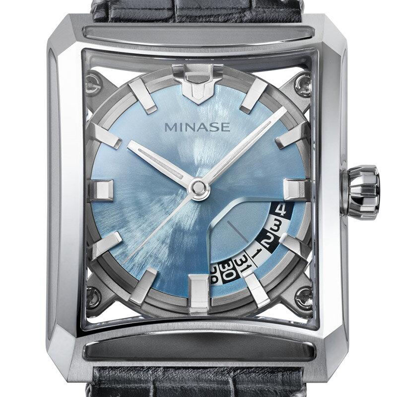 【無金利ローン可】【3年間無料点検付】 ミナセ MINASE セブン ウィンドウズ 雪平ダイアル アイスブルー レザー SEVEN WINDOWS VM15-LBKYIB-SSD メンズ 高級 腕時計 時計 自動巻き 日本製 ブランド 【発売日は納期目安となります】 [ラッピング無料 内祝い ギフト]