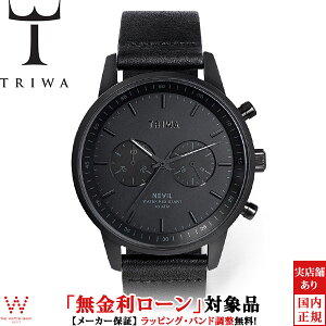 商品画像：THE WATCH SHOP.で人気の【2、000円クーポン有/4日20時?】【トートバッグ付】【無金利ローン可】 トリワ [TRIWA] ナイト ネビル [NIGHT NEVIL] メンズ 腕時計 ペアウォッチ可 クロノグラフ 革バンド ブラック NEST127-CL010101P [誕生日 プレゼント 贈り物 ギフト]