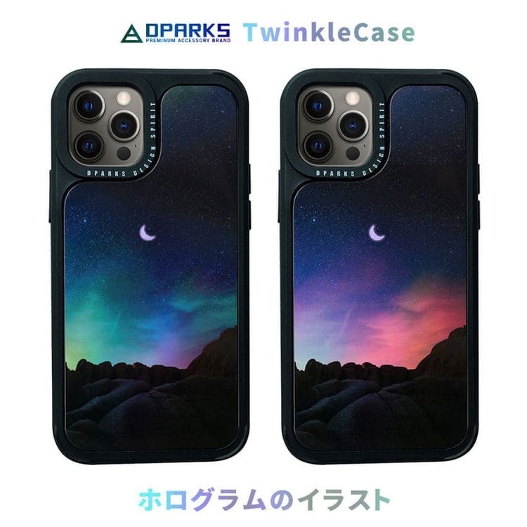 iphone 12 mini ケース かわいい iPhone 12 Pro 12 対応 ケース Dparks TWINKLE COVER ホシを数える夜 背面カバー型 ホログラムのイラスト キラキラ光る お取り寄せ