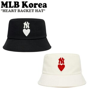 エムエルビー バケットハット MLB Korea メンズ レディース HEART BACKET HAT ハート バケット ハット BLACK ブラック IVORY アイボリー 3AHTH012N-IVS/BKS ACC