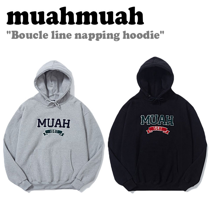 AA p[J[ muahmuah [A[A Y [fBX BOUCLE LINE NAPPING HOODIE u[N C ibsO t[fB[ GRAY O[ BLACK ubN MUT18121 EFA