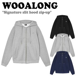 ウアロン パーカ WOOALONG メンズ レディース Signature slit hood zip-up シグネチャー スリット フーディー ジップアップ BLACK ブラック NAVY ネイビー GREY グレー SE4DHZ704NA/BK/GY ウェア