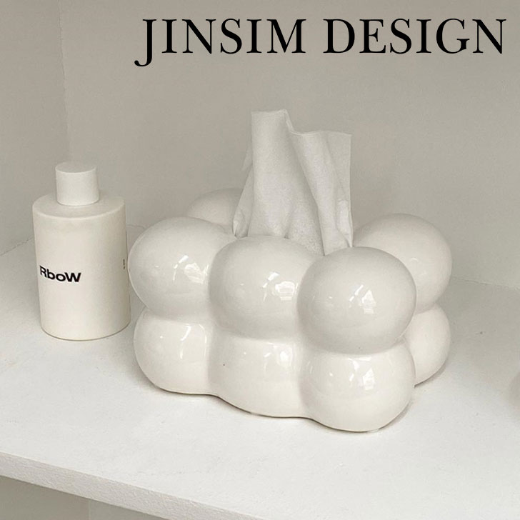 チンシムデザイン ティッシュボックス JINSIM DESIGN 正規販売店 Cloud Tissue Case わたぐも ボンボン ティッシュケース WHITE ホワイト インテリア雑貨 韓国雑貨 8118192657 ACCのサムネイル