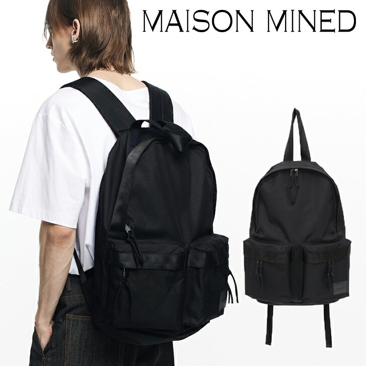 メゾンミネド リュック MAISON MINED 正規販売店 TWO POCKET BACKPACK ツー ポケット バックパック 韓国ファッション おしゃれ シンプル BLACK ブラック MMQ7AH001A バッグ