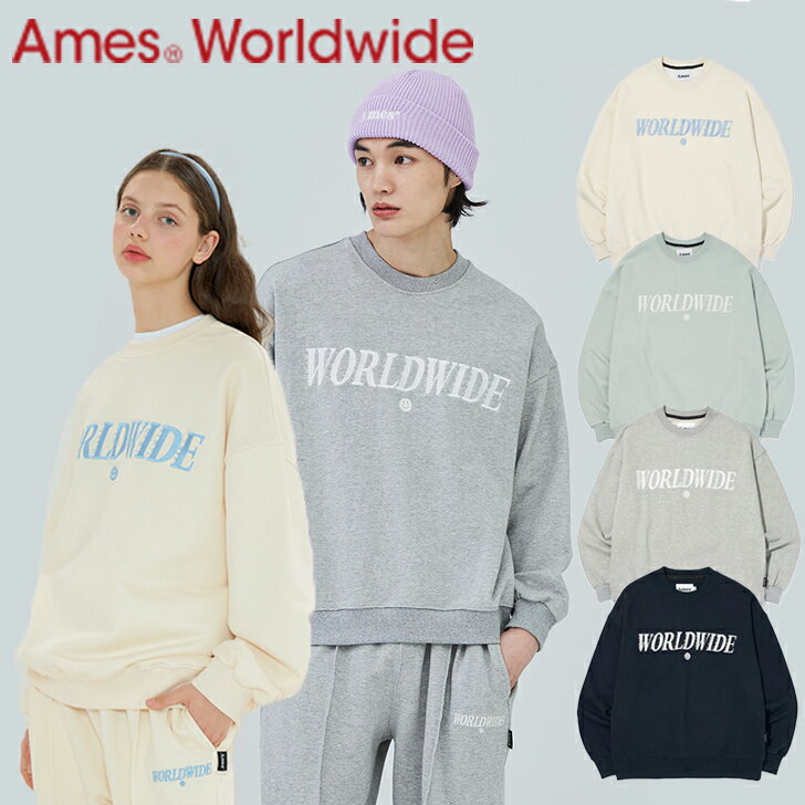 アメス ワールドワイド トレーナー Ames Worldwide 正規販売店 メンズ レディース MOVING SMILE SWEATSHIRTS ムービング スマイル スウェットシャツ IVORY アイボリー MINT ミント NAVY ネイビー GREY グレー 21SSTP08 21FWTP14 ウェア