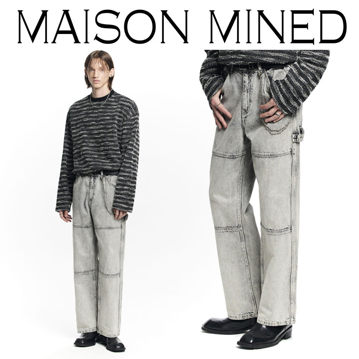 メゾンミネド パンツ MAISON MINED 正規販売店 WHITE SPREAD CARPENTER DENIM ホワイト スプレッド カーペンター デニム 20SDP1040 ウェア