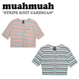 ムアムア カーディガン muahmuah ムーアムーア レディース STRIPE KNIT CARDIGAN ストライプ ニット カーディガン MINT ミント PINK ピンク MUT20021 ウェア