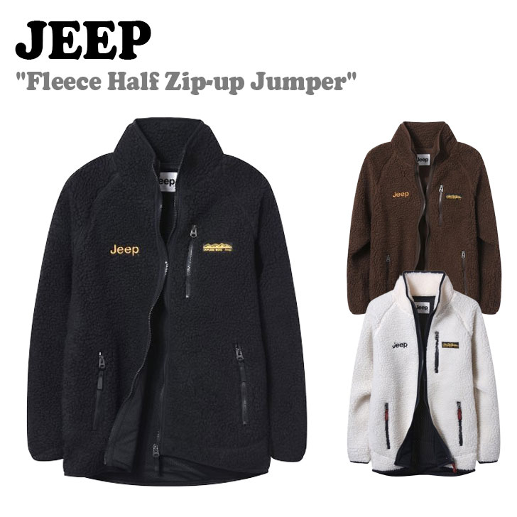 W[v t[XWPbg Jeep Y fB[X Fleece Half Zip-up Jumper t[X n[t WbvAbv Wp[ BLACK ubN IVORY AC{[ BROWN uE GL6TZU431BK/IV/BR EFA