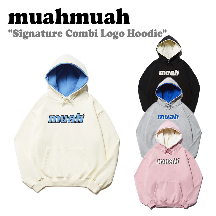 y[J[L/zzAA p[J[ muahmuah [A[A fB[X Signature Combi Logo Hoodie VOl`[ Rr S t[fB[ BLACK ubN GRAY O[ CREAM N[ PINK sN MUT20017 EFA