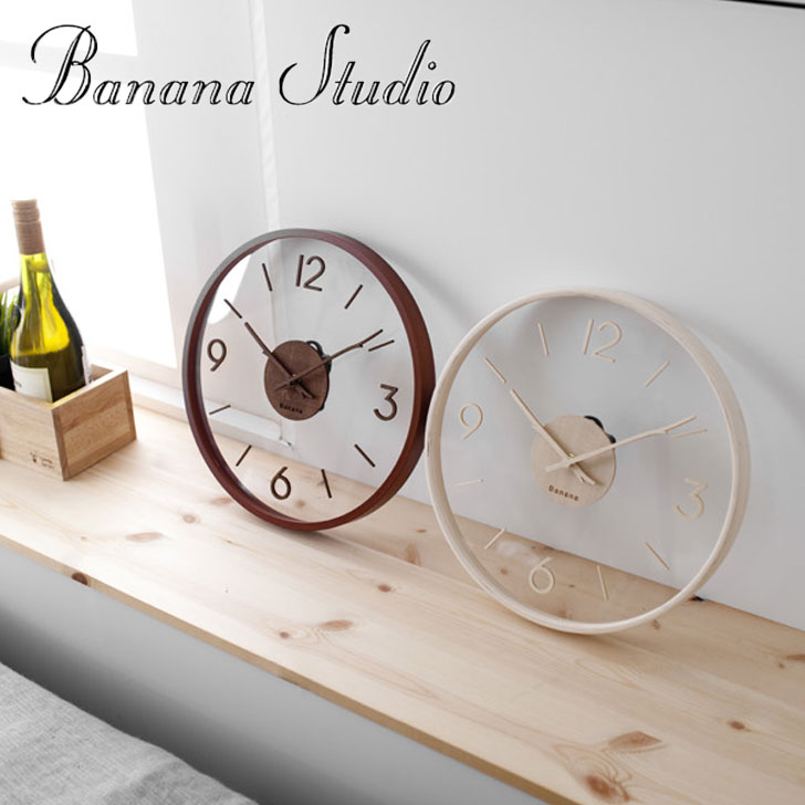 バナナ工房 壁掛け時計 banana 正規販売店 300 Glass Wood Su Noiseless Wall Clock ガラス ウッド ス ノイズレス ウォール クロック 全2色 壁時計 掛時計 韓国雑貨 おしゃれ Banana02 ACC