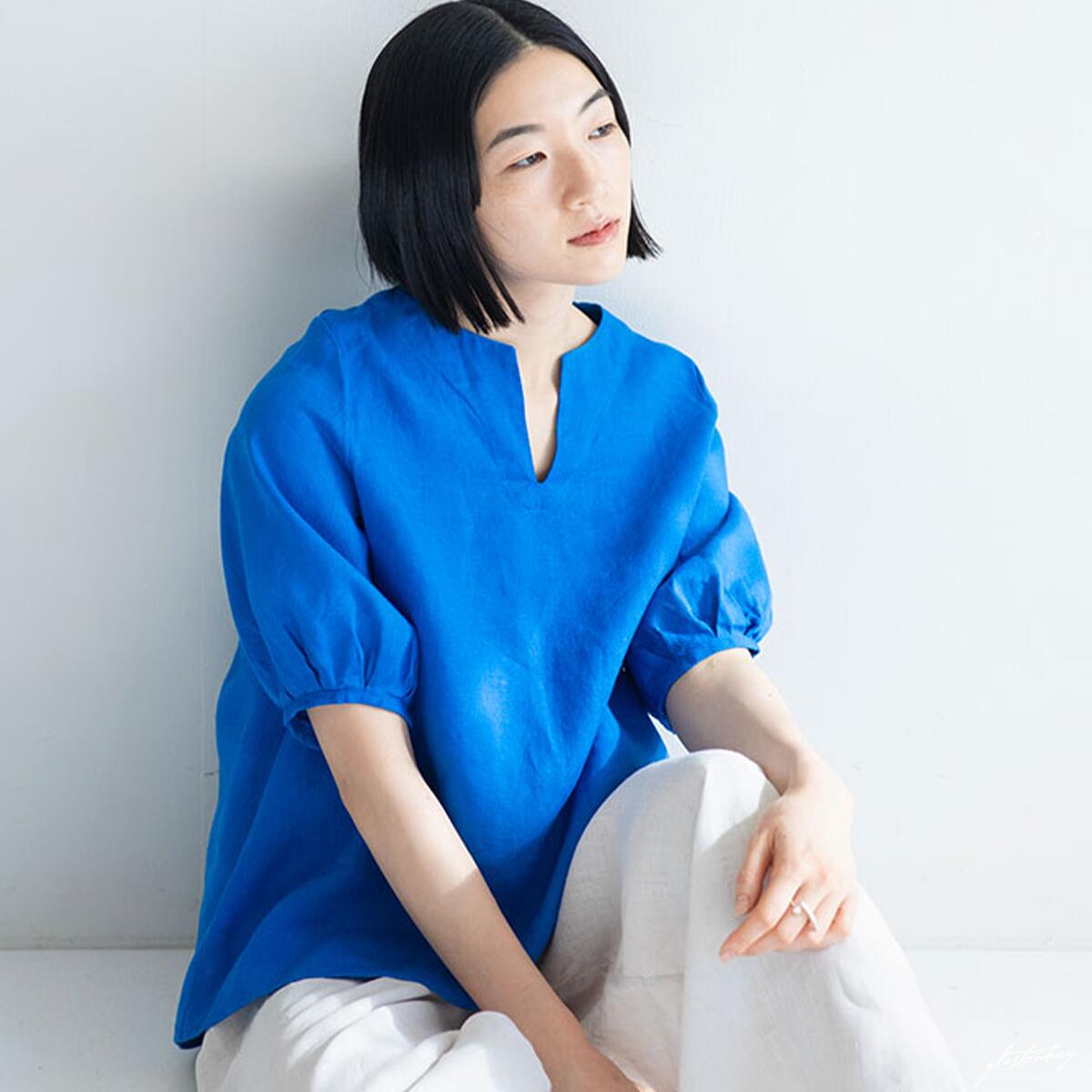 fog linen work エナ トップ ブルー ロワ 未試着品 フォグリネンワーク 