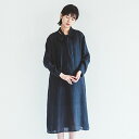 （在庫処分）（fog linen work）アゼリア ワンピース ニュイ（深みのある濃いネイビー）（未試着品）（フォグリネンワーク）