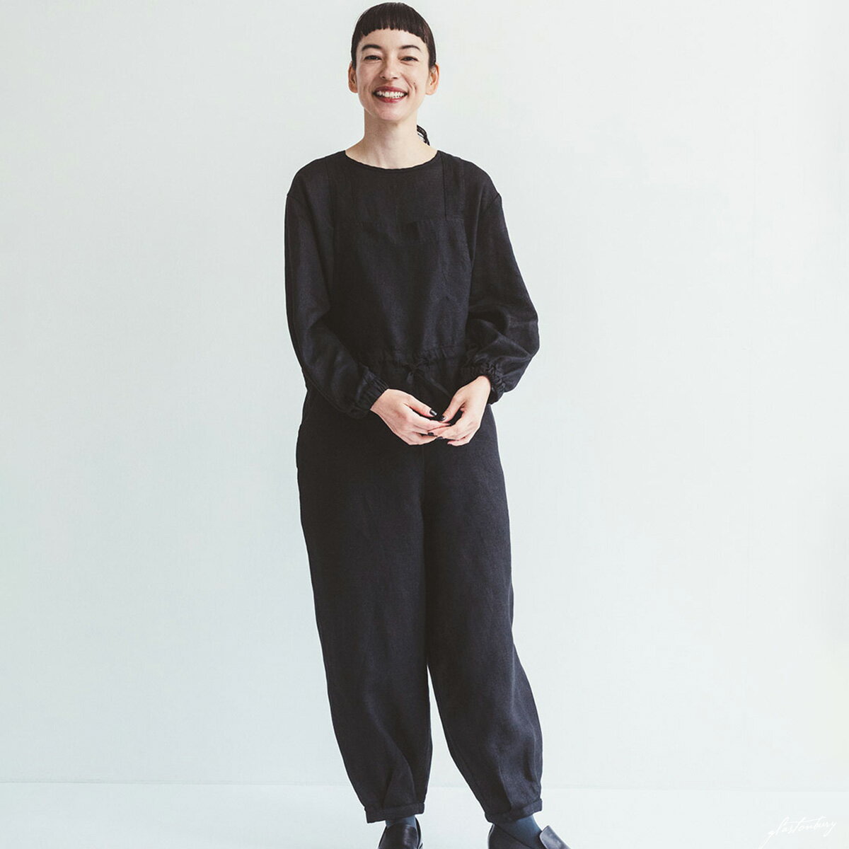 （fog linen work）ミラ サロペット ブラック（未試着品）（フォグリネンワーク）