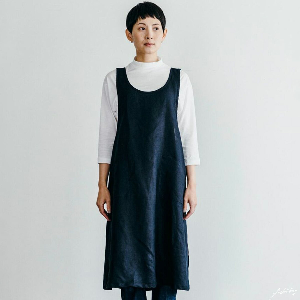 フォグリネンワーク　エプロン （fog linen work）（リネンオーバーエプロン）ネイビーNAVY（フォグリネンワーク）