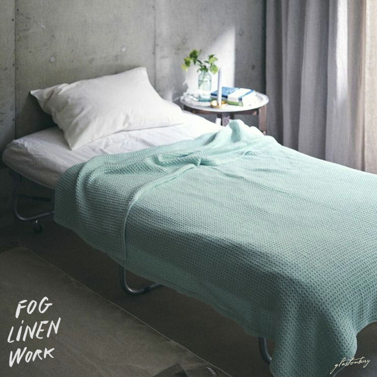 （fog linen work）コットンワッフルブランケット（ミント）（フォグリネンワーク）