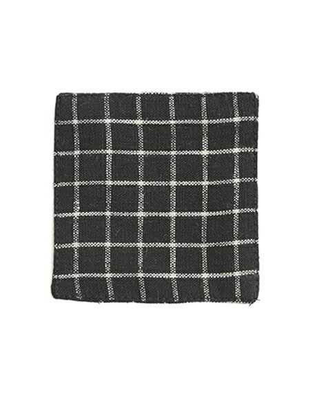 フォグリネンワーク(fog linen work) リネンコースター セシルBLACK X BEIGE PLAID