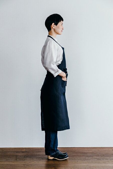 フォグリネンワーク リネン フルエプロン ネイビー fog linen work