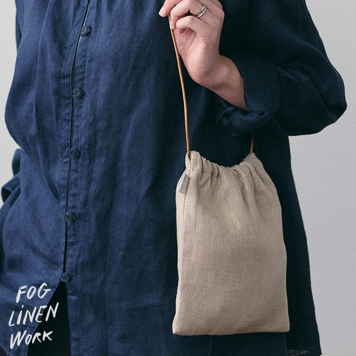 フォグリネンワーク プモリ　バッグ　イヴォワール fog linen work