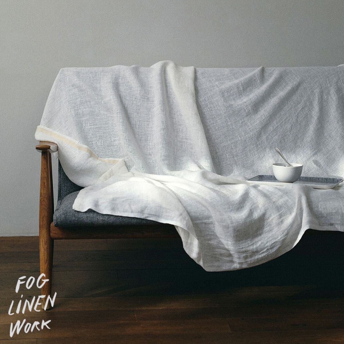 フォグリネンワーク リネン ブランケット ガーゼ地　ホワイト fog linen work