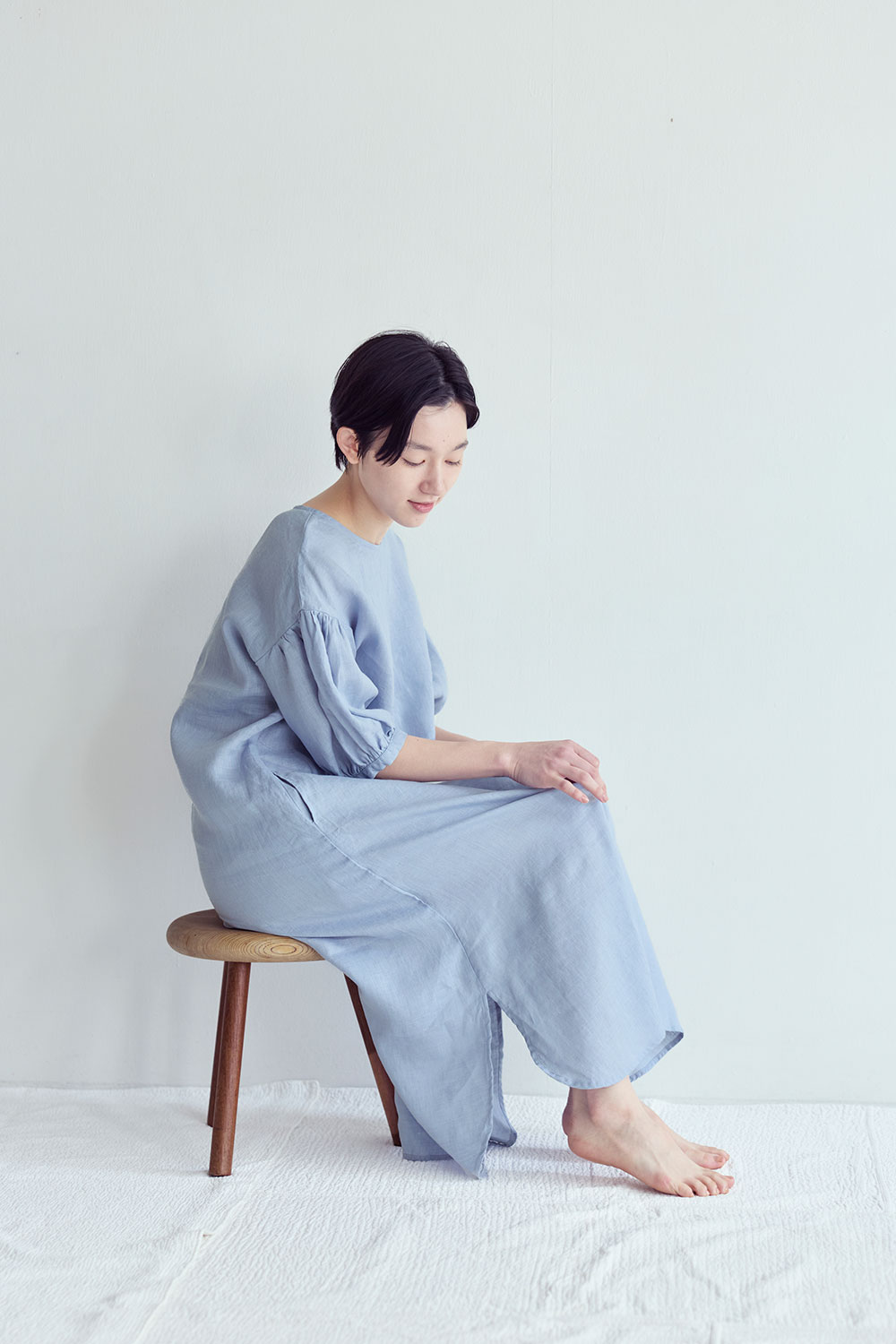 樂天商城 - 【NEW 夏】フォグリネンワーク ドロシー　ワンピース　ブルーパール【未試着品】リトアニア製 fog linen work 【2026 SUMMER WEAR】