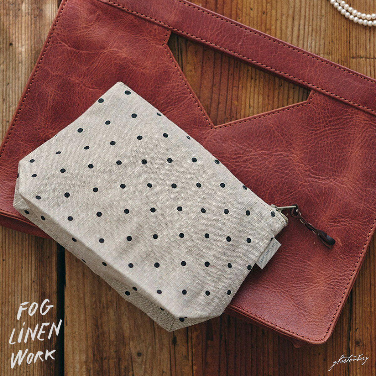 フォグリネンワーク クリス ポーチ ナチュラルドット fog linen work
