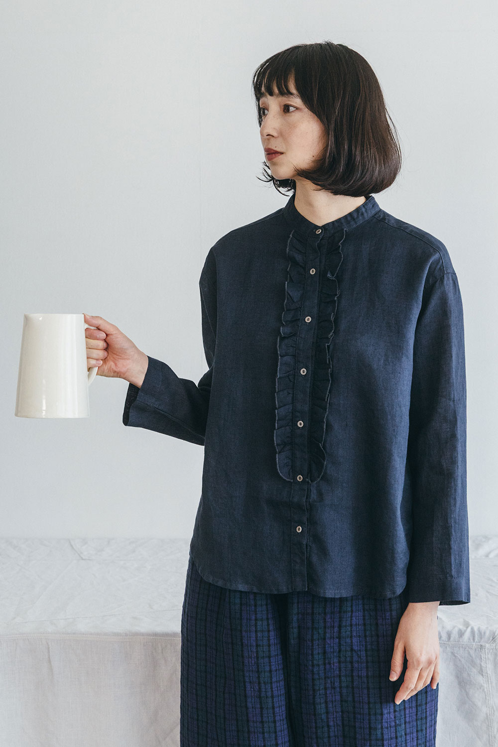 美品 フォグリネンワーク リネンボリューム袖 ブラウス ネイビー 楽天市場】fog linen work ブラウスの通販