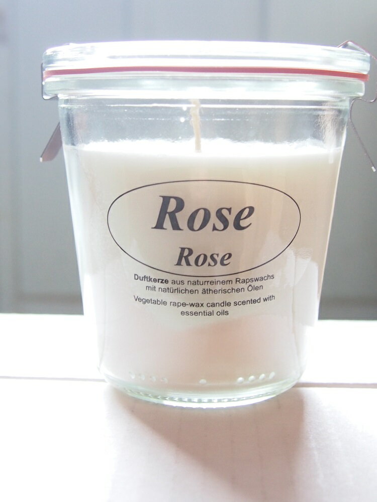 アロマキャンドル KERZENFARM BIO CANDLE （WECK）キャンドル40h Roseピーチやアプリコットを思わせるフルーティー系のローズの香り！WE-900使用