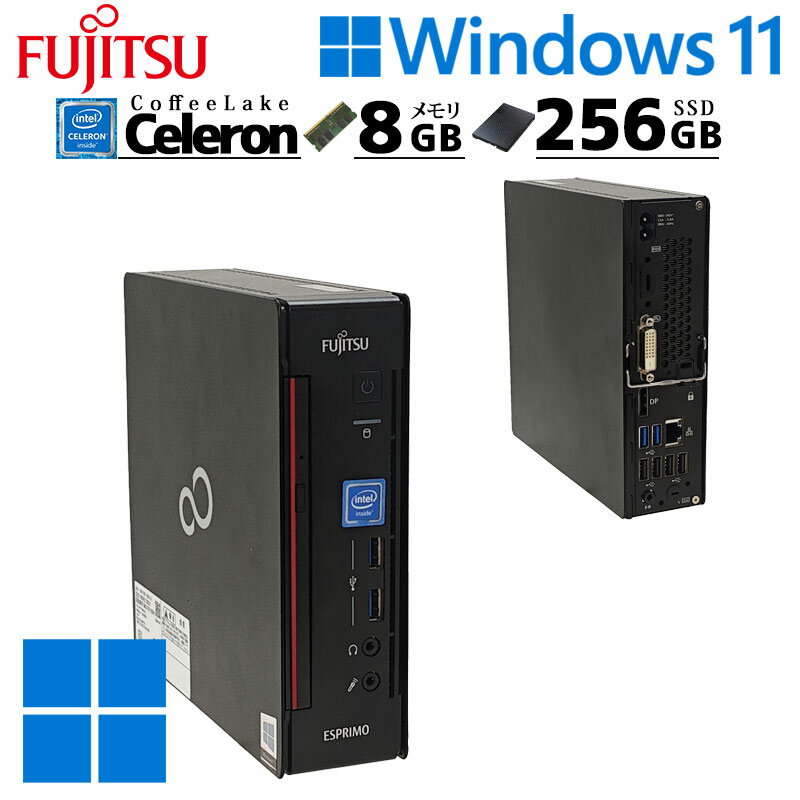 Ultra-small PC, used desktop, Fujitsu ESPRIMO Q558/B, Windows 11 Pro, Celeron G4930T, 8GB RAM, 256GB SSD, DVD-ROM drive, 3-month warranty, pre-configured, with Office software included (8232)
