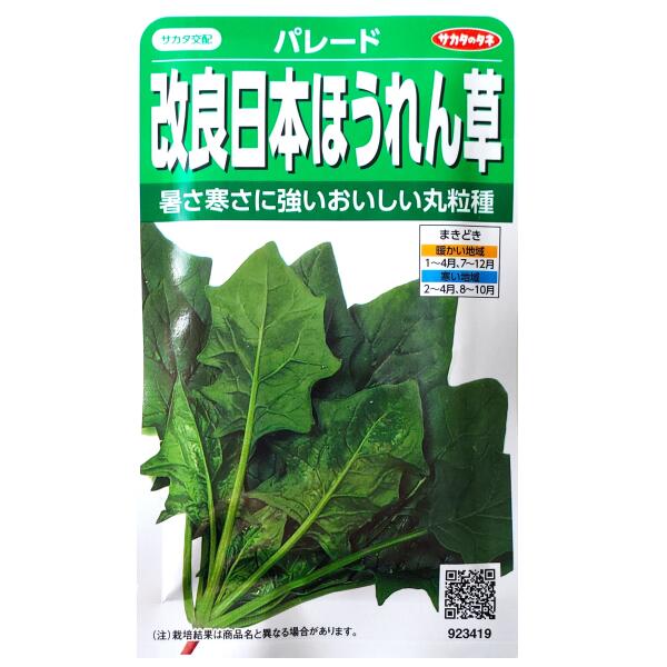 Rakuten - 【サカタのタネ】改良日本ほうれん草　パレード（30ml）【定形郵便・定形外郵便の発送のみ送料無料】種子/野菜種/ガーデン/植物/栽培/ガーデニング/自宅で/家庭菜園/春まき/夏まき/秋まき/冬まき/ヒユ科/ホウレンソウ/粒数目安：750粒/923419