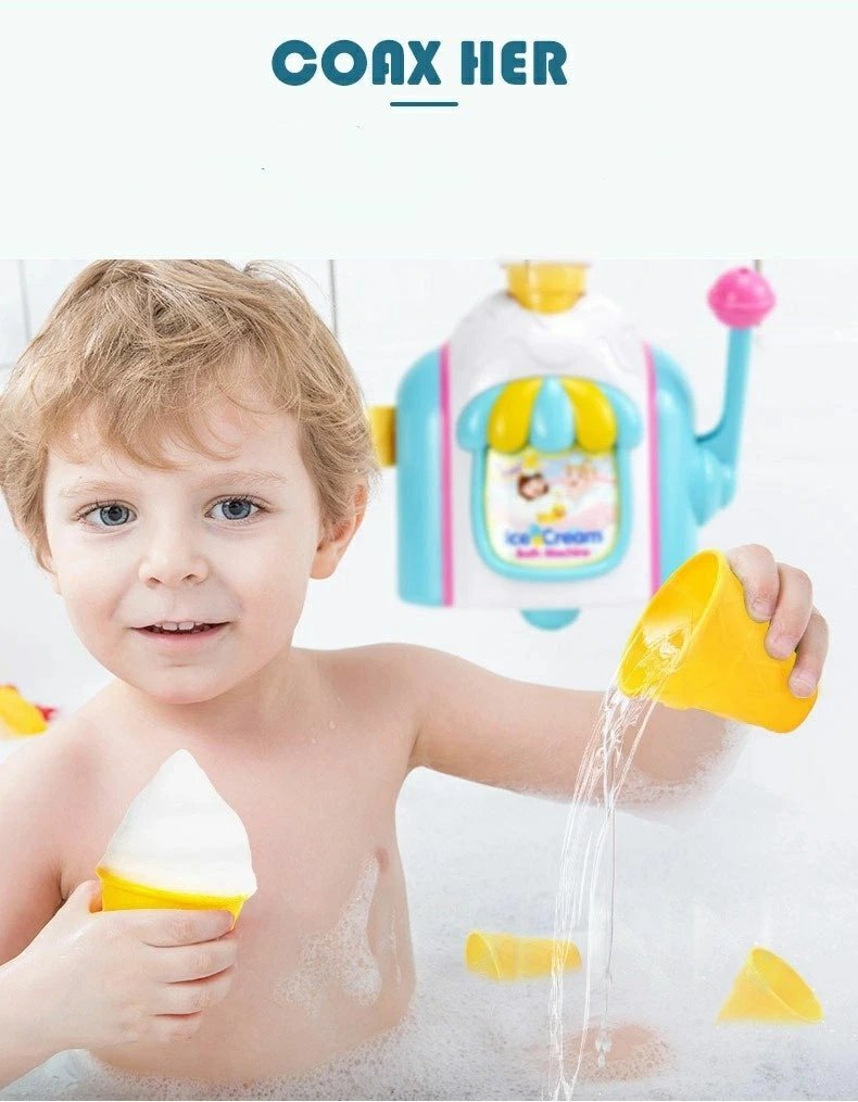 じんかんShopの【送料無料】お風呂 おもちゃ 3歳 4歳 5歳 水遊び プール 風呂 ソフトクリーム アイスクリーム 水遊び玩具 泡 バブル シャワーカップ 知育玩具 安全素材 吸盤安定 男の子 女の子 誕生日 プレゼント キッズ 子供の日 こどもの日｜アングル3