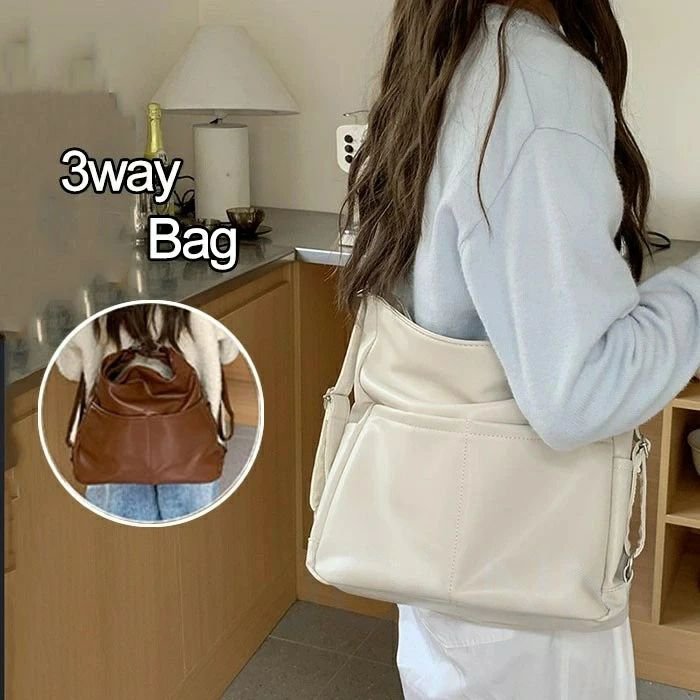 トートバッグ リュック 3wayバッグ レディース 大容量 2way 肩掛け 斜めがけ バッグ ショルダーバッグ フェイクレザー リュックサック 無地 通勤 ファスナー付き カバン 通勤 通学 シンプ