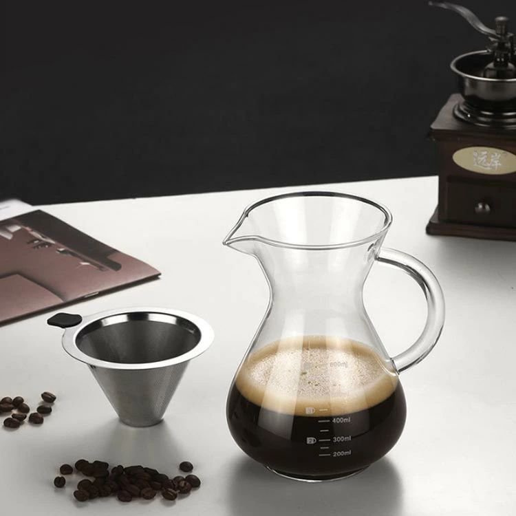 じんかんShopのコーヒー カラフェ セット 800ml ステンレス フィルター 耐熱ガラス ドリッパー コーヒーサーバー コーヒードリッパー プレゼント コーヒードリップ器具 ピッチャー ハンドドリップ 4杯分 4人分 おしゃれ コーヒー メー｜アングル2