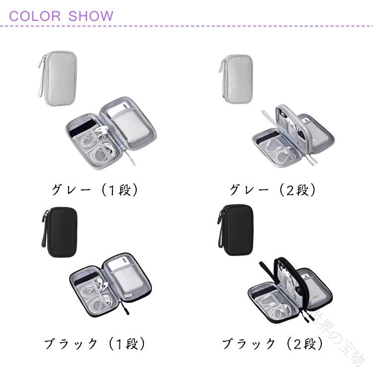 コンパクト収納 小物入れ マルチポーチ メッシュポケット付き 撥水加工 ペンケース 旅行グッズ デジタル収納バッグ 旅行ポーチ 出張ポーチ 軽量 男女兼用 ギフト ガジェット ポーチ 整 guanball-10028496 じんかんShop サンプル画像2