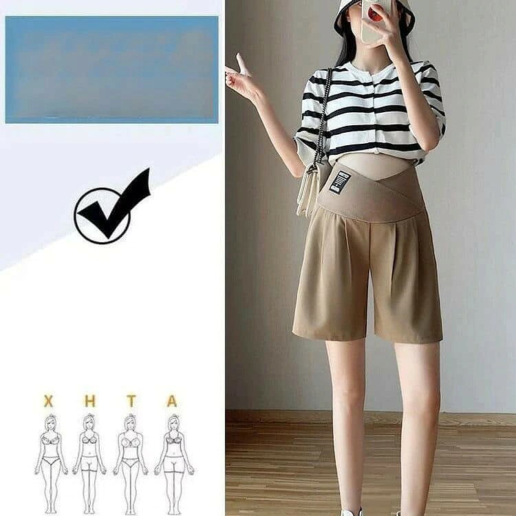 レディース マタニティ ハーフパンツ ストレッチ 五分丈 ローライズ 薄手 ワイド ...