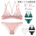 美胸 ブラ ショーツ セット 総レース 下着 レディース セット ワイヤー入り ブラ 魅せブラ 豪華総レース下着 セットレディース 下着 ランジェリー BCDカップ(4)
