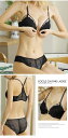 ブラジャー ショーツ セット フロントホック ブラジャー ブラジャー&ショーツ バッククロス ブラセット 下着 レディース 女性 背中魅せ 総レース インナー セクシー ランジェリー 3/4カップ(4)