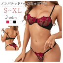 ノンパテッドブラ ショーツ セット T バック ショーツ シースルー ブラジャー 花柄 透け ブラジャー ショーツ セット 花柄 刺繍 上下セット