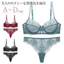 ブラジャー セット レディース 総レース シースルー ノーパッド ダブルストラップ 脇肉スッキリ ワイヤー付き 誘惑下着 エロい ブラセット 3/4カップ レディースファッション ABCDカップ(4)