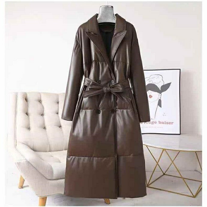 楽天王冠婦人服グースダウンコート レディース アウター 冬服 ラムレザー コート 本革 毛皮コートロング丈 レザーコート 大きいサイズ 暖かい きれいめ 通勤 通学 厚手 防寒 防風 おしゃれ 冬 40代 30代 20代 女性 黒 ブラック