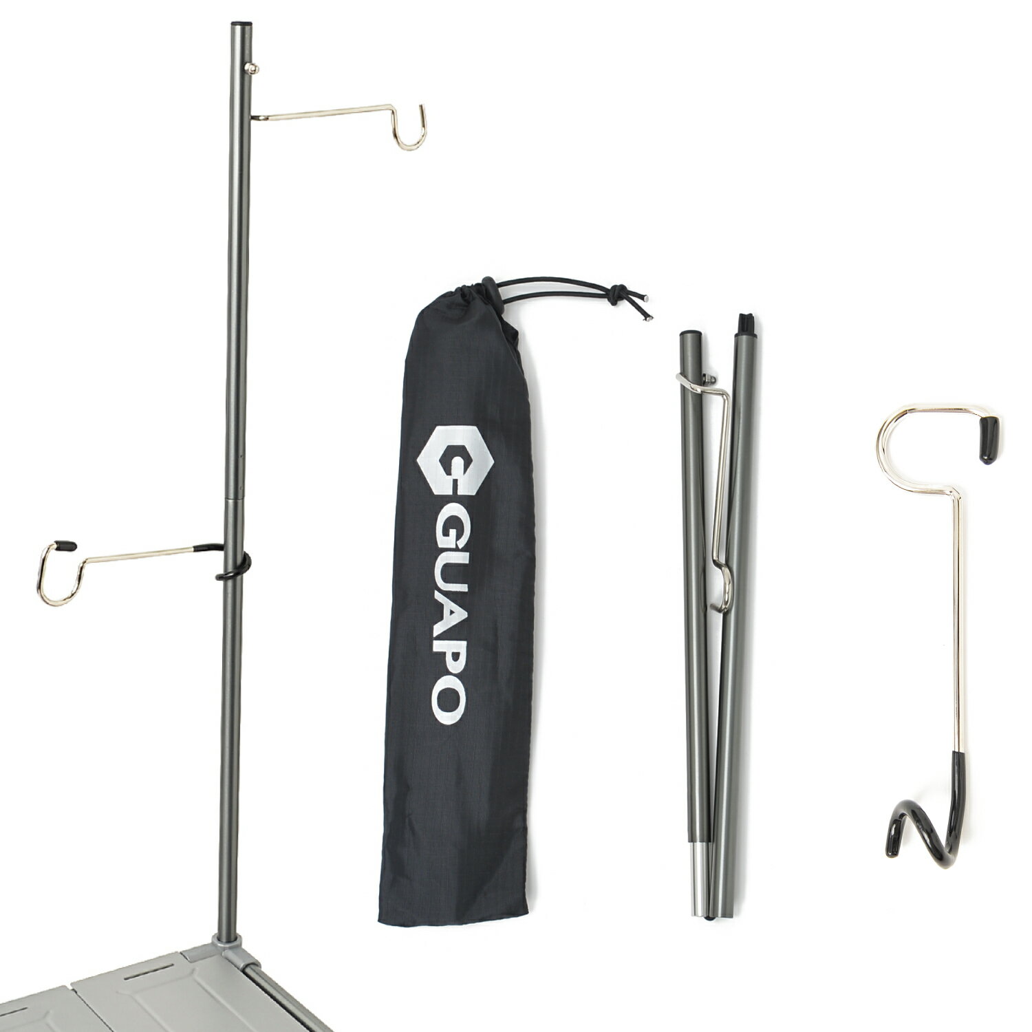 【2日間限定週末SALE!10%OFFクーポン(8/7-8/8)&マラソンP5倍】 【GUAPO キャンプテーブル 専用】ランタンポール ランタンハンガー2個付 ランタンスタンド