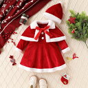 即納★クリスマス コスチューム 子供 赤ちゃん ベビー服 サンタ ロンパース 衣装 ベビー服 2点セット 帽子付き ワンピース 長袖 もこもこ 女の子 ベビー 新生児 赤ちゃん服 可愛い 赤 レッド クリスマス 服 冬 プレゼント 送料無料