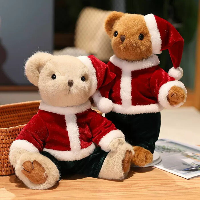 クリスマス ぬいぐるみ テディベア クマ 約32CM ベア サンタ クリスマスプレゼント お誕生日 くま 抱き枕 インテリア 手触りふわふわ 動物 抱き枕 女性 サンタクロース 彼女 ギフト 贈り物 女の子 店飾り キッズ 送料無料のサムネイル