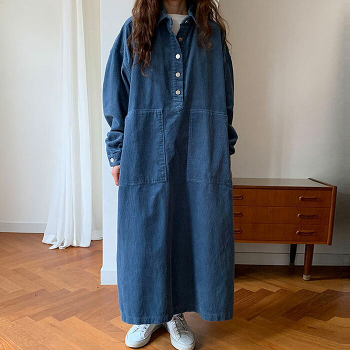 コーデュロイ ワンピース 秋冬 きれいめ ロングワンピース 大人 ワンピ ミモレ丈 長袖 かわいい ポケット付き 春秋冬 ゆったり 体型カバー 着瘦せ 森ガール カジュアル お洒落 きれいめ 厚手 送料無料