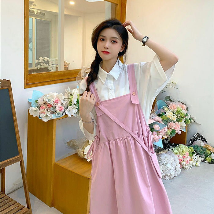 ジャンパースカート 大人 サロペットスカート 秋 ロングワンピース レディース タンクワンピース ミモレ丈 フレアワンピース ワンピース オールインワン オーバーオール 重ね着 可愛い 森ガール ベージュ ブラック ブルー ピンク バッグ付き 送料無料